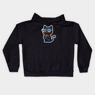 Cool Black Cat Wearing Sunglasses in Summer Holiday Kids Hoodie